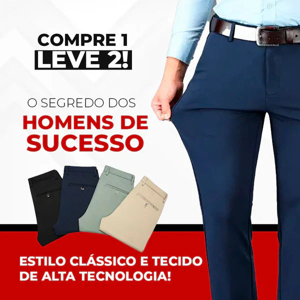 COMPRE 1 E LEVE 2 |  Calça Social Clássica Alfaiataria + BRINDE Cinto Social Couro