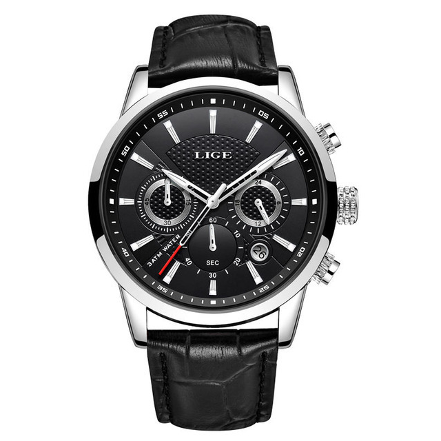 Relógio Masculino ExecutiveTime - Elegância em Couro, Design Moderno e Resistente à Água