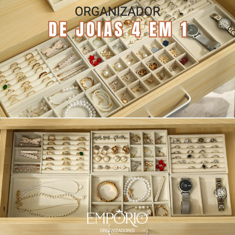 Organizador de Joias 4 em 1 - Kit com 4 Peças
