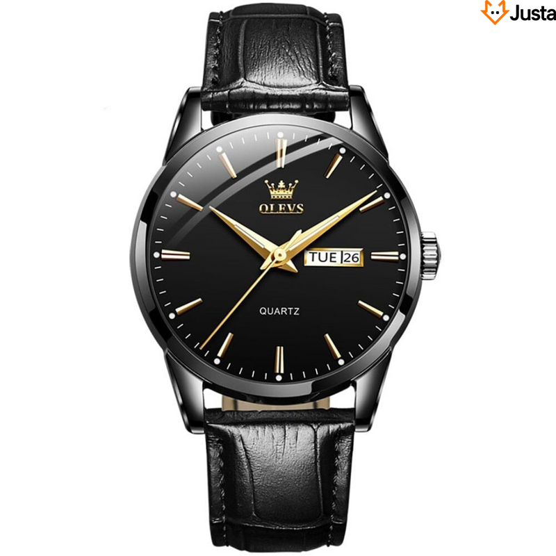 Relógio Masculino de Couro Golden Lupus -  Resistente a Água
