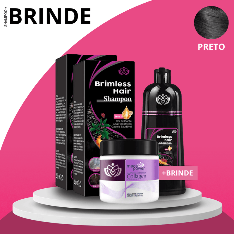 Shampoo Brimless Natural 3 em 1 (Dura até 6 Meses) + Creme Hidratante de BRINDE