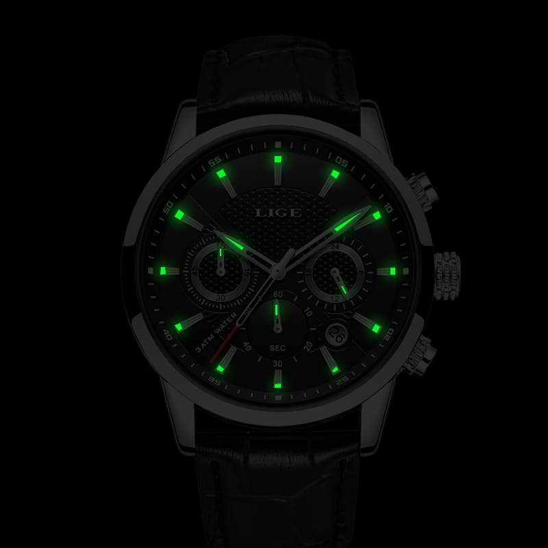 Relógio Masculino ExecutiveTime - Elegância em Couro, Design Moderno e Resistente à Água