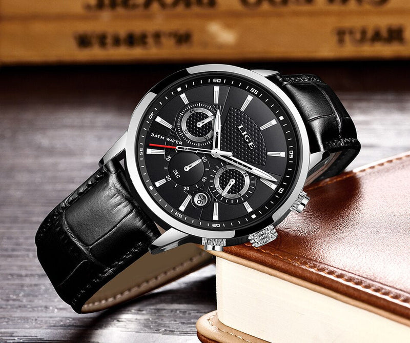 Relógio Masculino ExecutiveTime - Elegância em Couro, Design Moderno e Resistente à Água