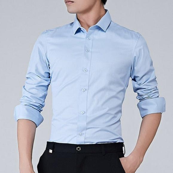 Camisa Slim Masculina Azul Claro