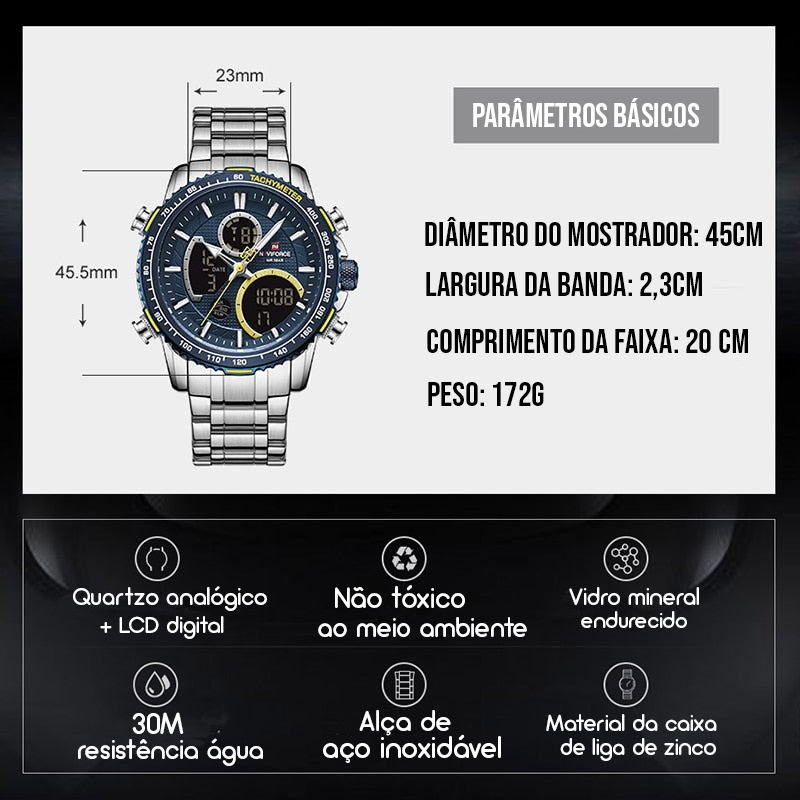 Relógio Masculino PrecisionSport - Luxo e Tecnologia em Quartzo