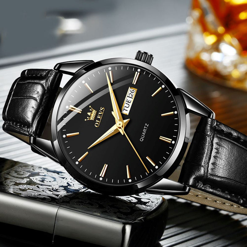 Relógio Masculino de Couro Golden Lupus -  Resistente a Água