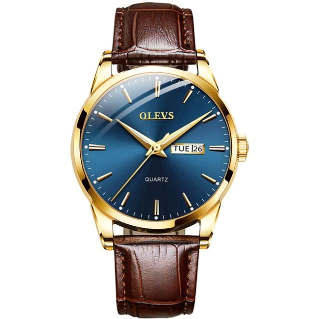 Relógio Masculino de Couro Golden Lupus -  Resistente a Água