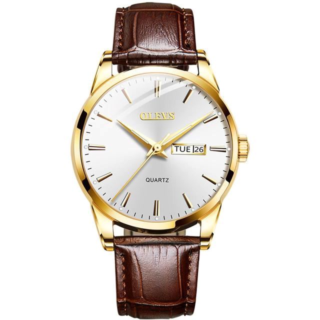 Relógio Masculino de Couro Golden Lupus -  Resistente a Água